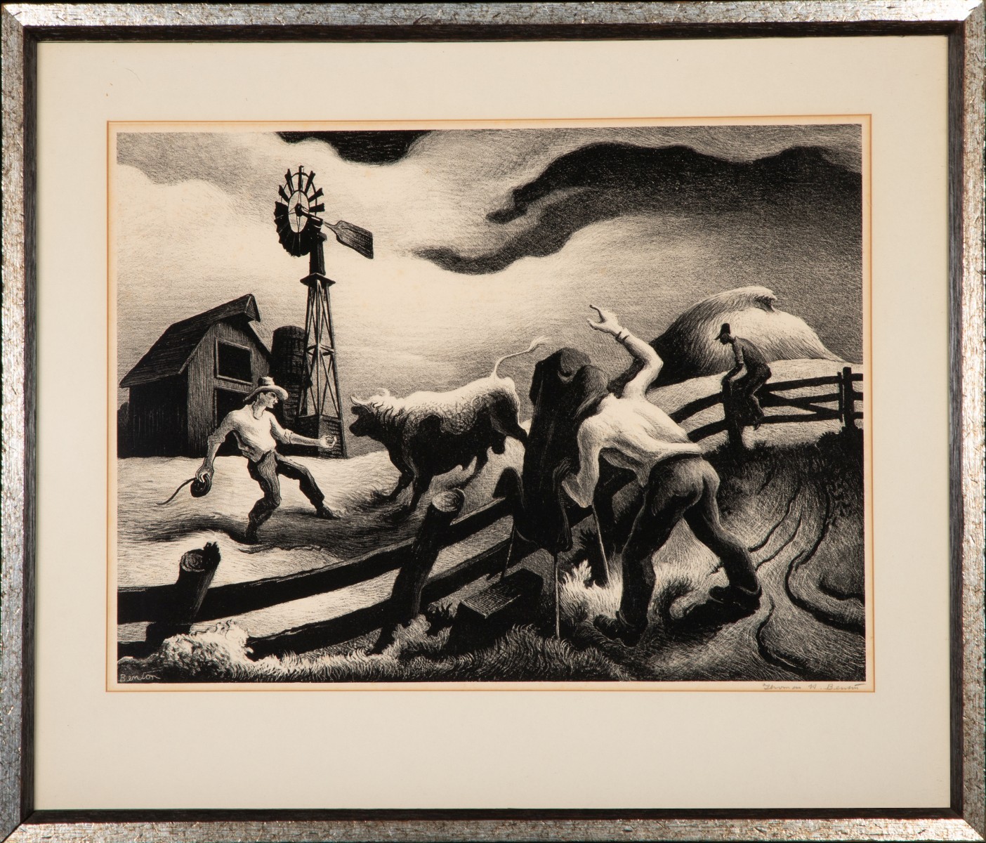 THOMAS HART BENTON (1889-1975) PENCIL SIGNED LITHOGRAPH